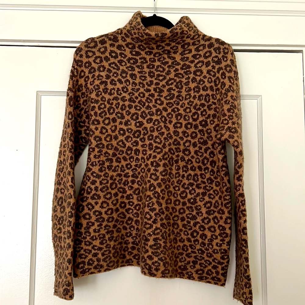 Christian Siriano Leopard Turtleneck Sweater